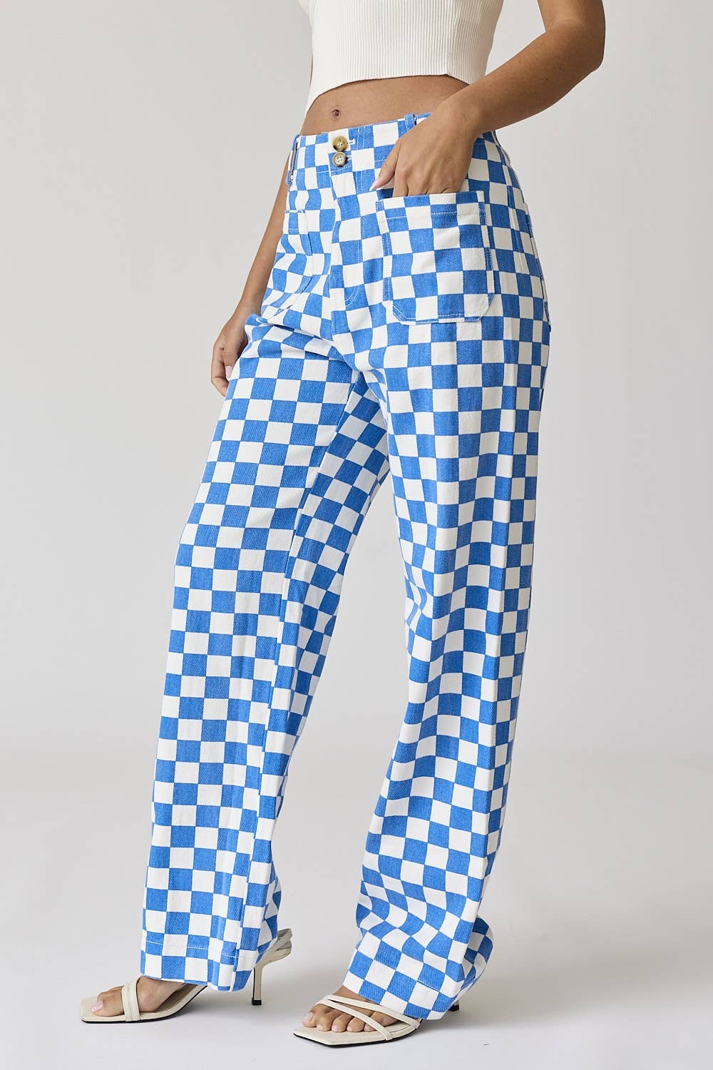 Demi Checkered Bottoms - BLUE