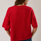 SHORT SLEEVE CREW NECK BOXY SWEATER TOP: Red