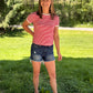 Red Striped Banded Tee