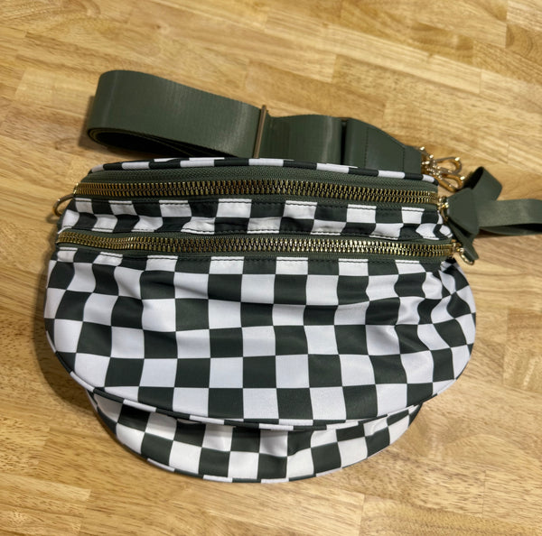 Checkered Crossbody Messenger Bag