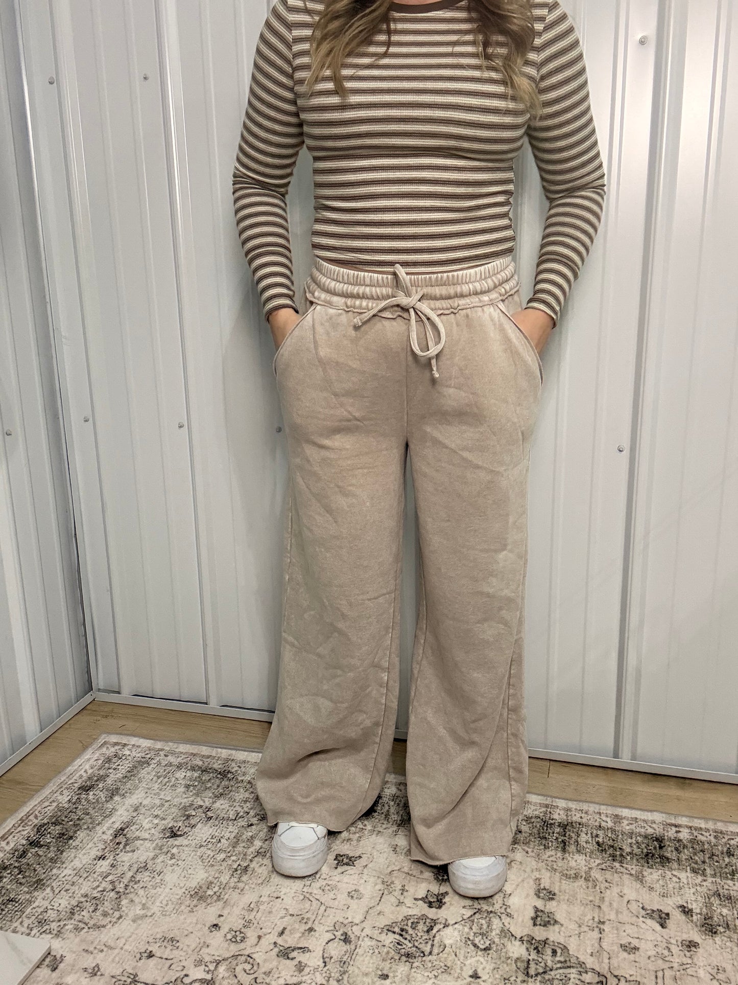 Acid Wash Sweatpants with Pockets