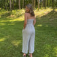 Striped Coastal Tie-Front Strapless Jumpsuit