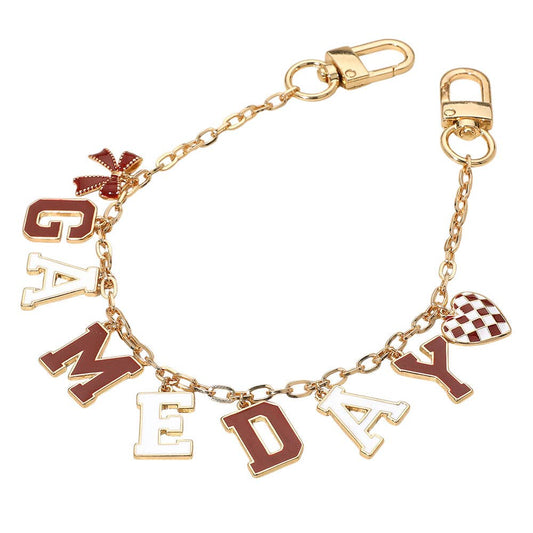 GAME DAY Bag Chain Charm: Burgundy,Gold,White