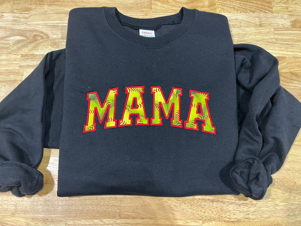 Embroidered Softball MAMA - Sweatshirt or Tshirt