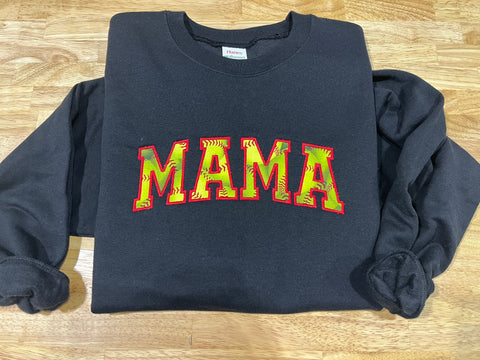 Embroidered Softball MAMA - Sweatshirt or Tshirt