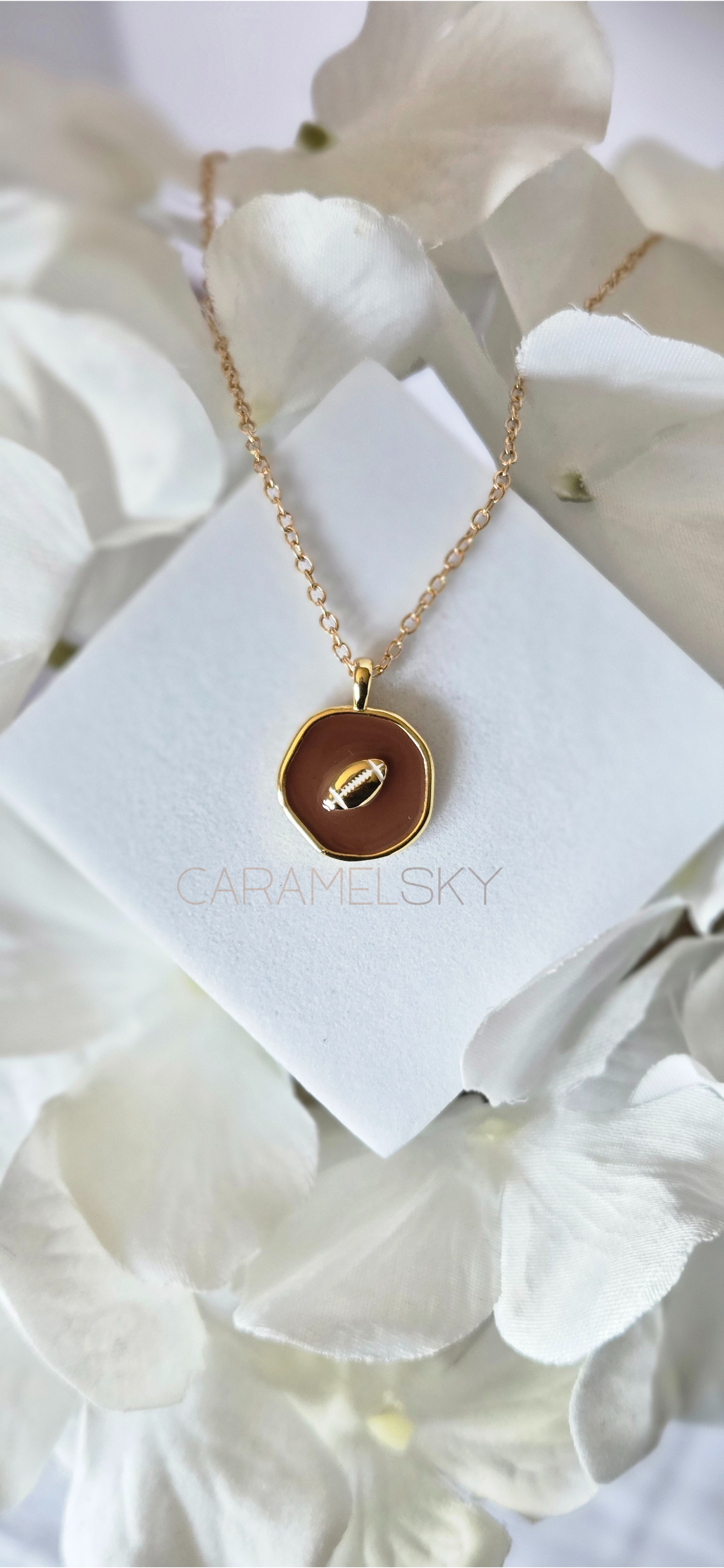 18K Gold Plated Football Pendant Necklace