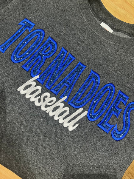 Embroidery - Custom Mascot w/sport, HTV Glitter - YOUTH Sweatshirt or T-shirt