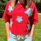 Raw Edge Star Patch Top: RED