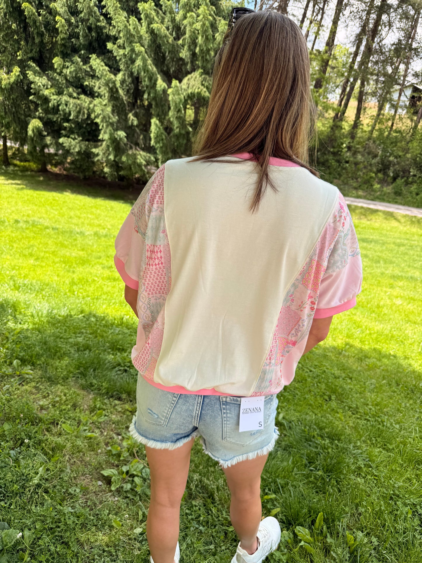 Floral Patchwork Flower Relaxed Top