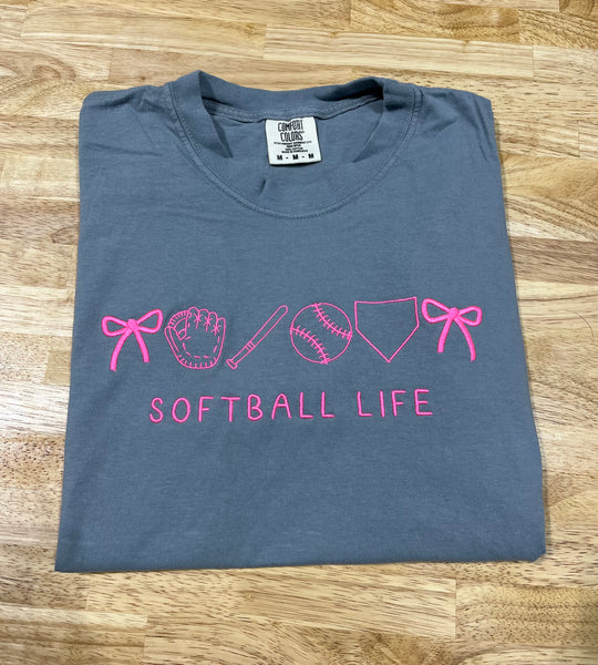 Embroidery - Softball Life - ADULT CC T-shirt