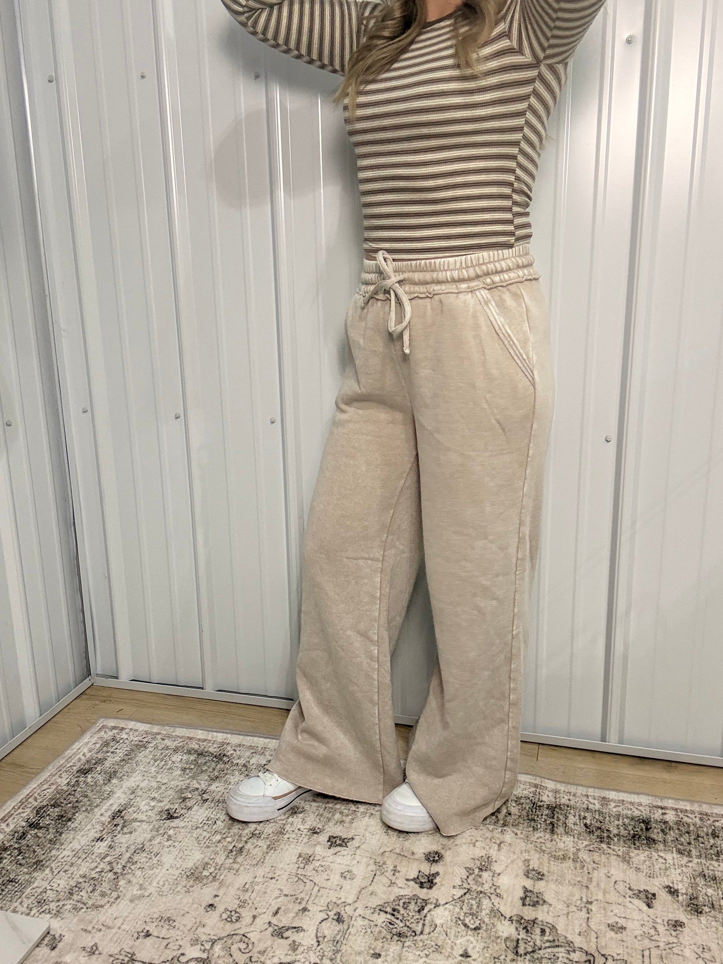 Acid Wash Sweatpants with Pockets