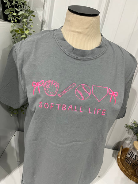 Embroidery - Softball Life - ADULT CC T-shirt