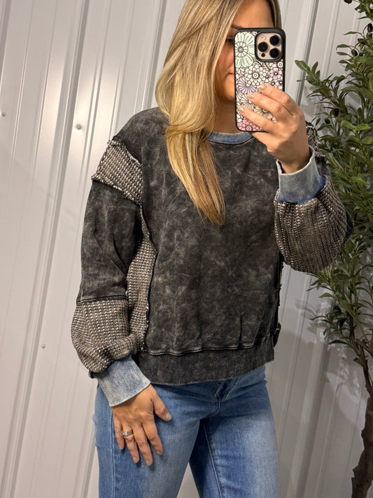 Mixed Media Washed Sweatshirt