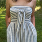 Striped Coastal Tie-Front Strapless Jumpsuit