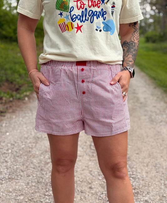 Checker Boxer Shorts: RED STRIPE