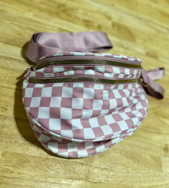 Checkered Crossbody Messenger Bag