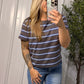 Gray Striped Boxy Short Sleeve Tee