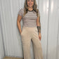 Mineral Wash Wide Leg Cargo Pant - Dark Taupe