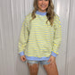 Striped Mock Neck Terry - Lemon/Blue