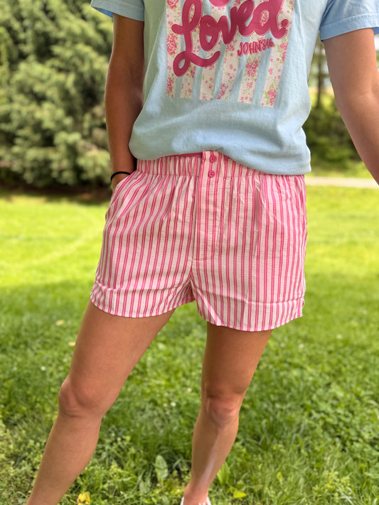 PINK Striped Comfy Shorts