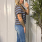 Gray Striped Boxy Short Sleeve Tee