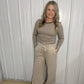Striped Ribbed Long Sleeve - Taupe