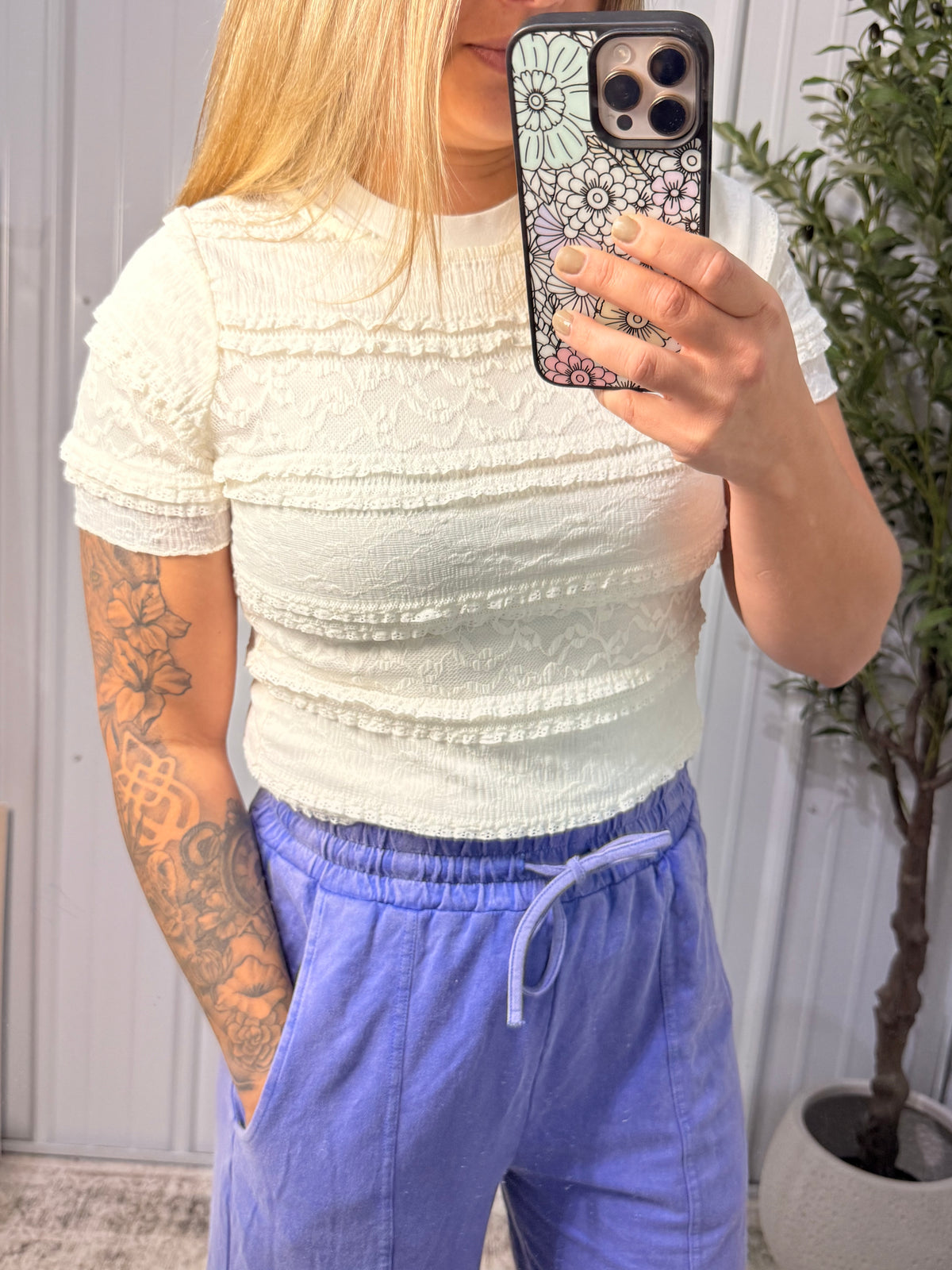 Frill Sheer Lace Top