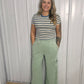 Mineral Wash Wide Leg Cargo Pant - Sage Green