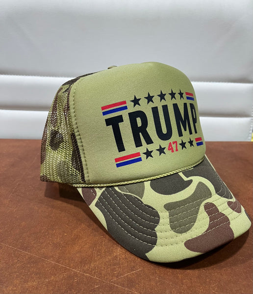 TRUMP 47 Camo Trucker Hat