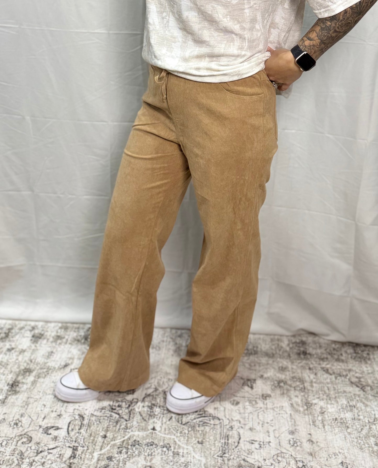 Corduroy Wide Leg Pants - Camel