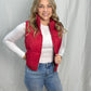 High Neck Faux Down Puffer Vest - DEEP RED
