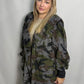 Camo Print Sherpa Open Jacket