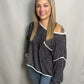 Contrast Trim Textured Sweater