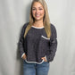 Contrast Trim Textured Sweater