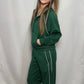 Green Piping Athletic Set - Oversized, Wide Leg