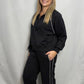 Black Piping Athletic Set - Oversized, Wide Leg