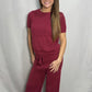 Burgundy Cozy Knit Sweater Set - Ankle style pant
