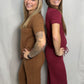 Brown Cozy Knit Sweater Set - Ankle style pant