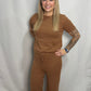 Brown Cozy Knit Sweater Set - Ankle style pant