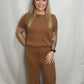 Brown Cozy Knit Sweater Set - Ankle style pant