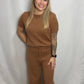 Brown Cozy Knit Sweater Set - Ankle style pant