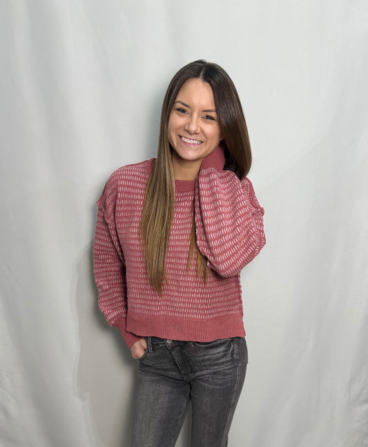 Mauve Two Tone Knit Sweater