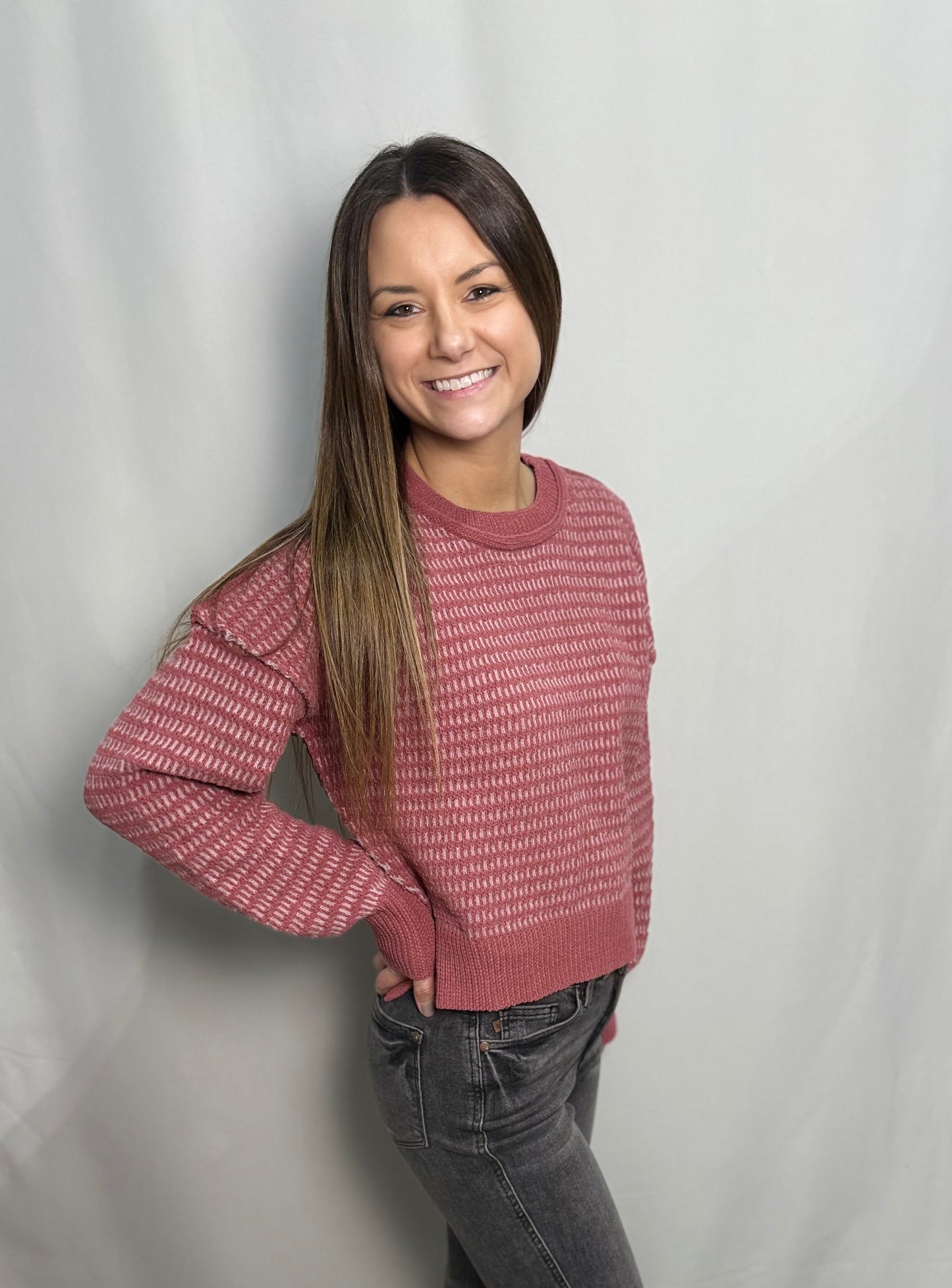 Mauve Two Tone Knit Sweater