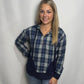 Navy Plaid Hoodie Pullover - True to size