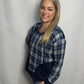 Navy Plaid Hoodie Pullover - True to size