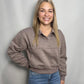 Walnut Collar Snap Buttoned Sweatshirt - True to size
