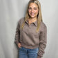 Walnut Collar Snap Buttoned Sweatshirt - True to size
