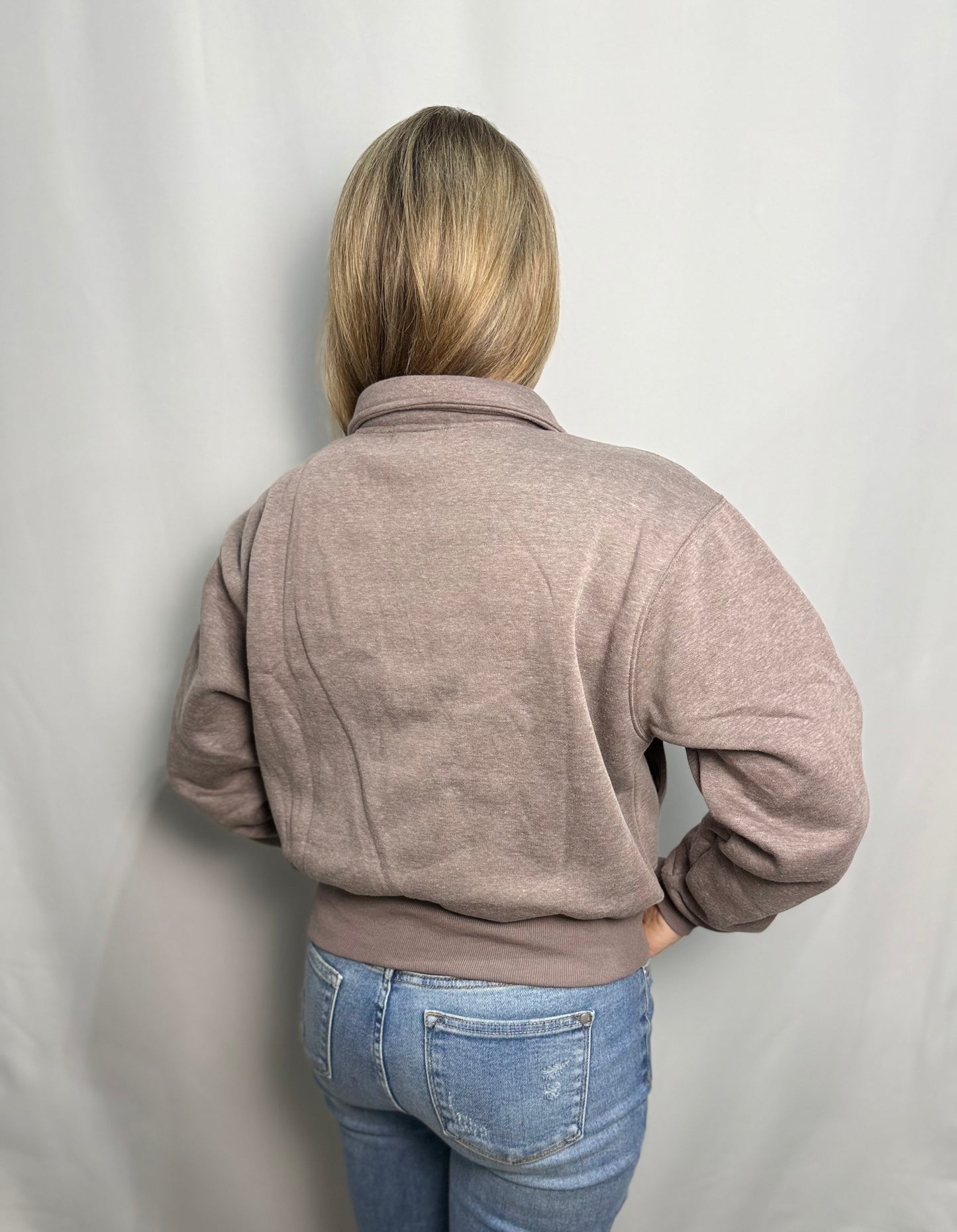 Walnut Collar Snap Buttoned Sweatshirt - True to size