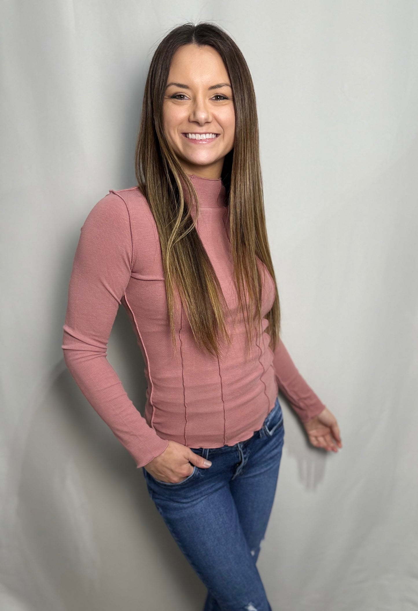 Light Mauve Exposed Seam Top