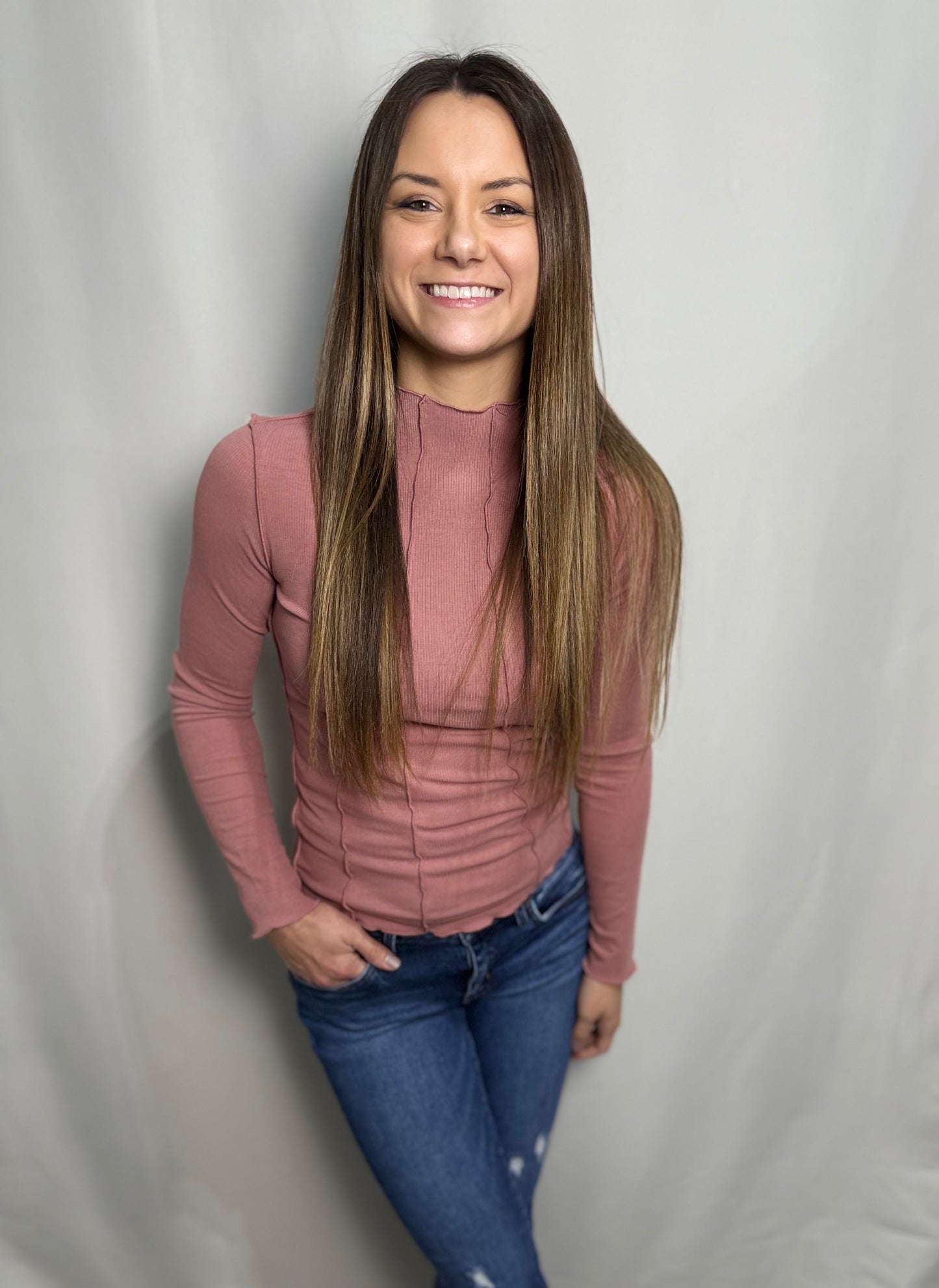 Light Mauve Exposed Seam Top